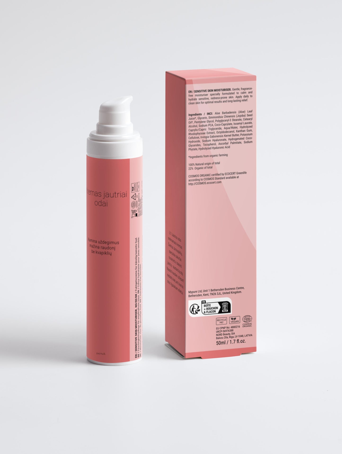 Drėkinamasis kremas jautriai odai