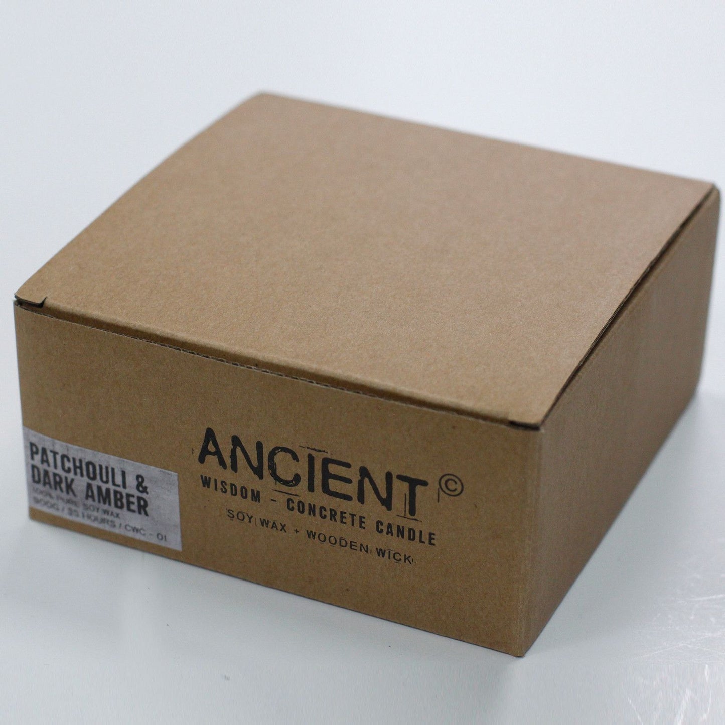 Didelė betoninė sojų vaško žvakė - Pačiulio ir gintaro kvapo